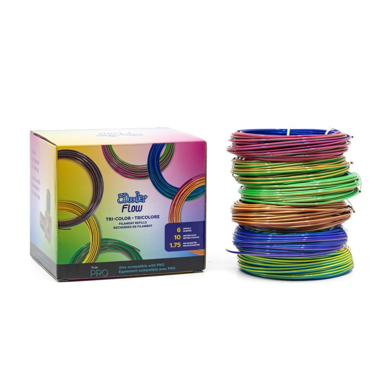 3Doodler FLOW-TRIFILLS 3D printing material Polylactic acid (PLA) Black  Blue  Copper  Gold  Green  Purple  Red 260 g