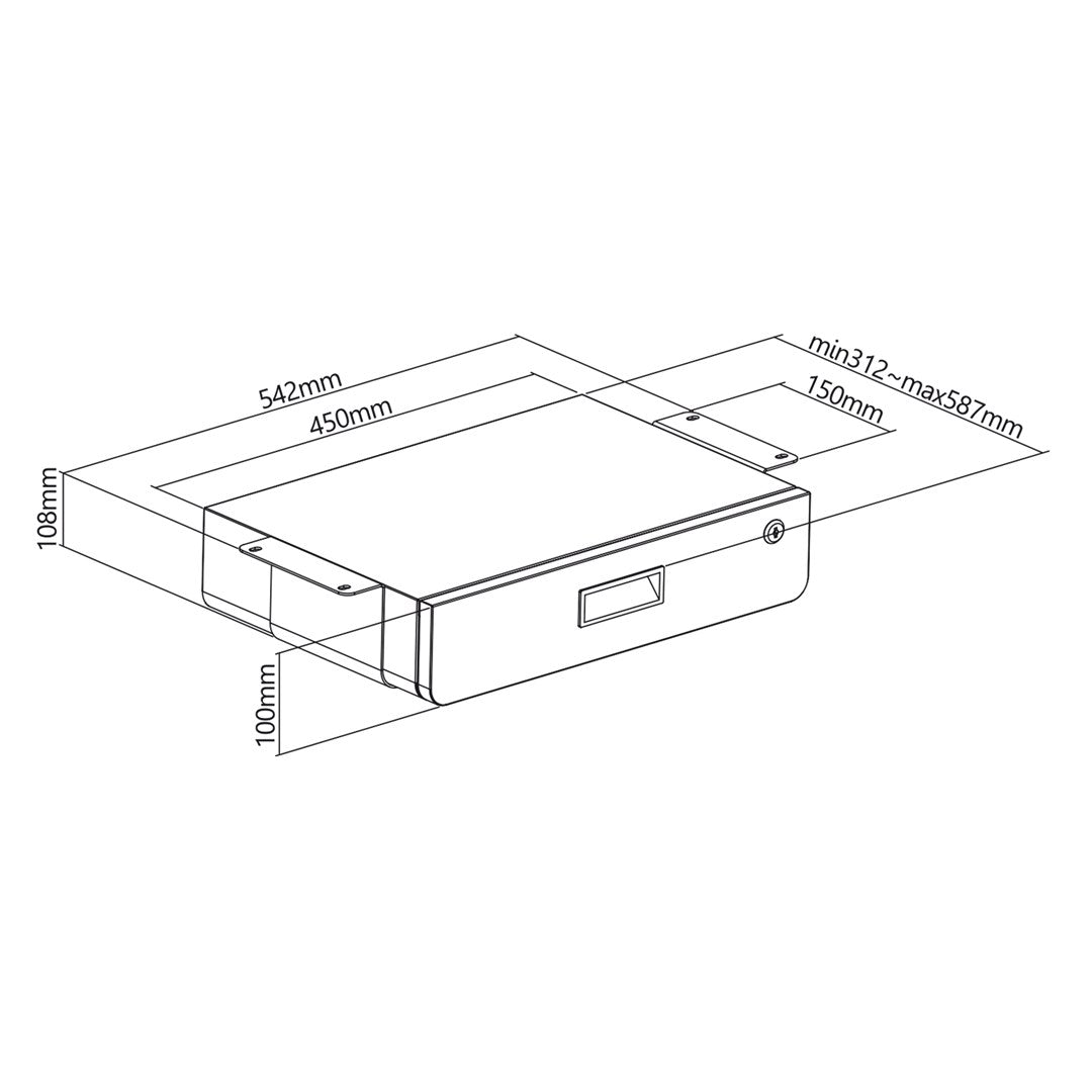 Maclean MC-461 Under Desk Lockable Drawer Organizer Black max 5 kg