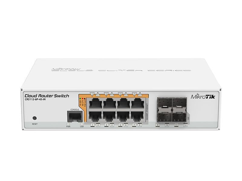 MikroTik Switch Gigabit Ethernet 8 RJ-45 Ports with 4 SFP Slots Model CRS112-8P-4S-IN