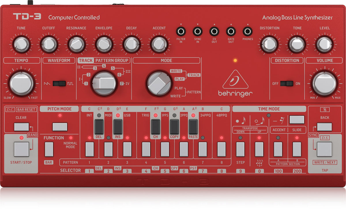 Behringer TD-3-RD Analog Synthesizer Red
