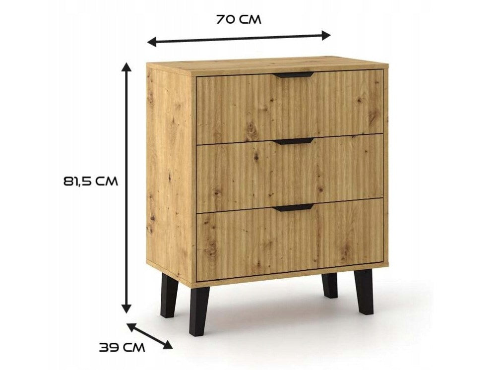SCANDI 3S Slim Chest of Drawers Artisan Oak