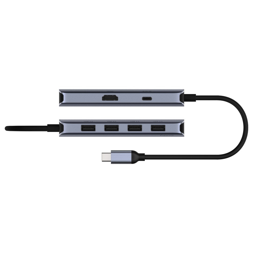 Cudy UH500 USB 3.2 Gen 1 Type-C Hub 6-in-1 5000 Mbit/s Grey Silver