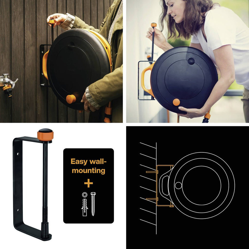 Fiskars Comfort Waterwheel Hose Reel 9 mm x 15 m Black Orange