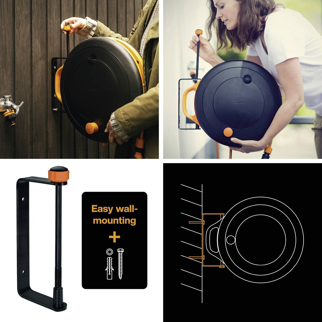Fiskars Comfort Waterwheel Hose Reel 9 mm x 15 m Black Orange