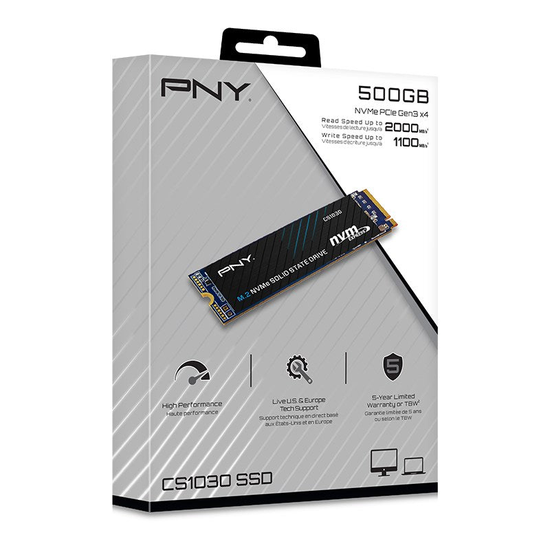 PNY CS1030 - SSD - 500GB - intern - M.2 2280 - PCIe 3.0 x4 (NVMe) (M280CS1030-500-RB)