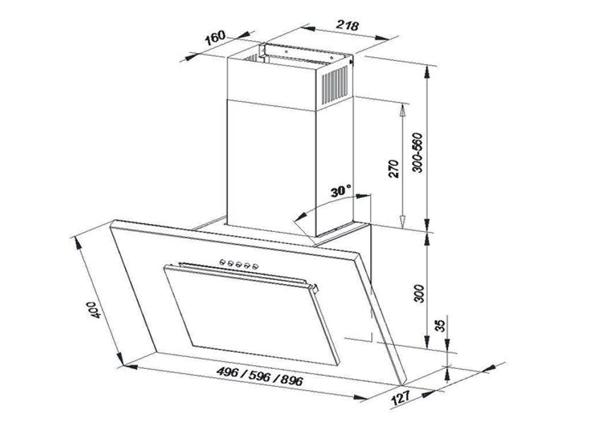 Wall-mounted canopy MAAN Vertical P 2 60 310 m3/h  Satin