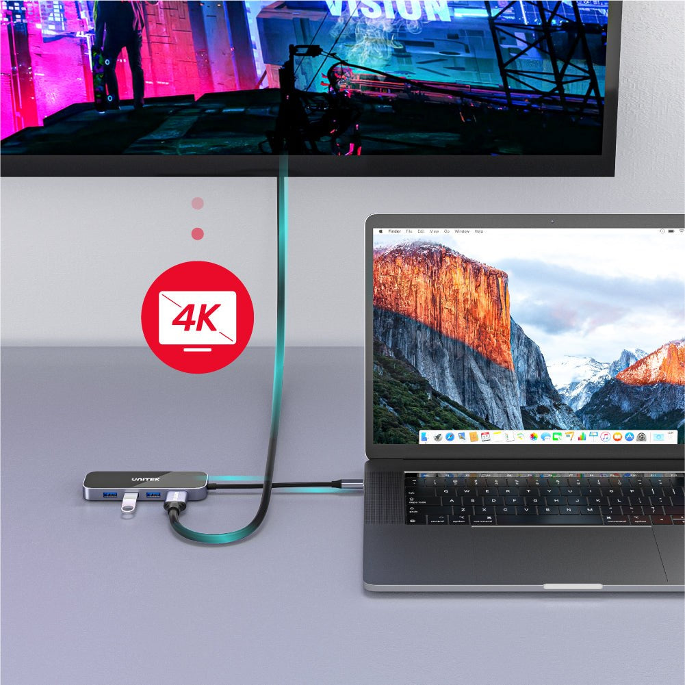 UNITEK USB Hub with 3 USB 3.2 Gen 1 Type-A, 1 Type-C and HDMI Ports, D1084A