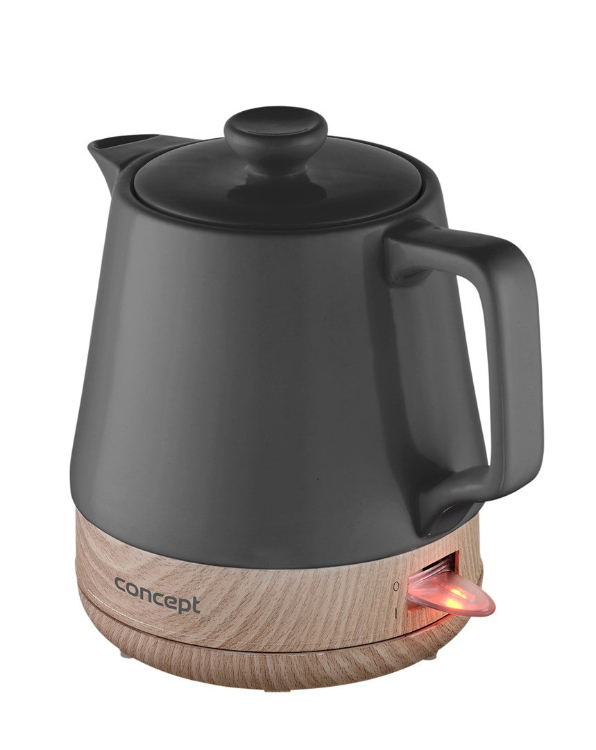 CONCEPT Electric Kettle 1 L 1200 W RK0062 Anthracite, Wood 255 mm Width 210 mm Length 205 mm Height