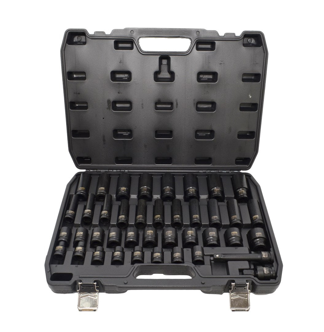 AWTOOLS 1/2" 40-Piece Impact Socket Set, Short and Long, Model AW38696BL