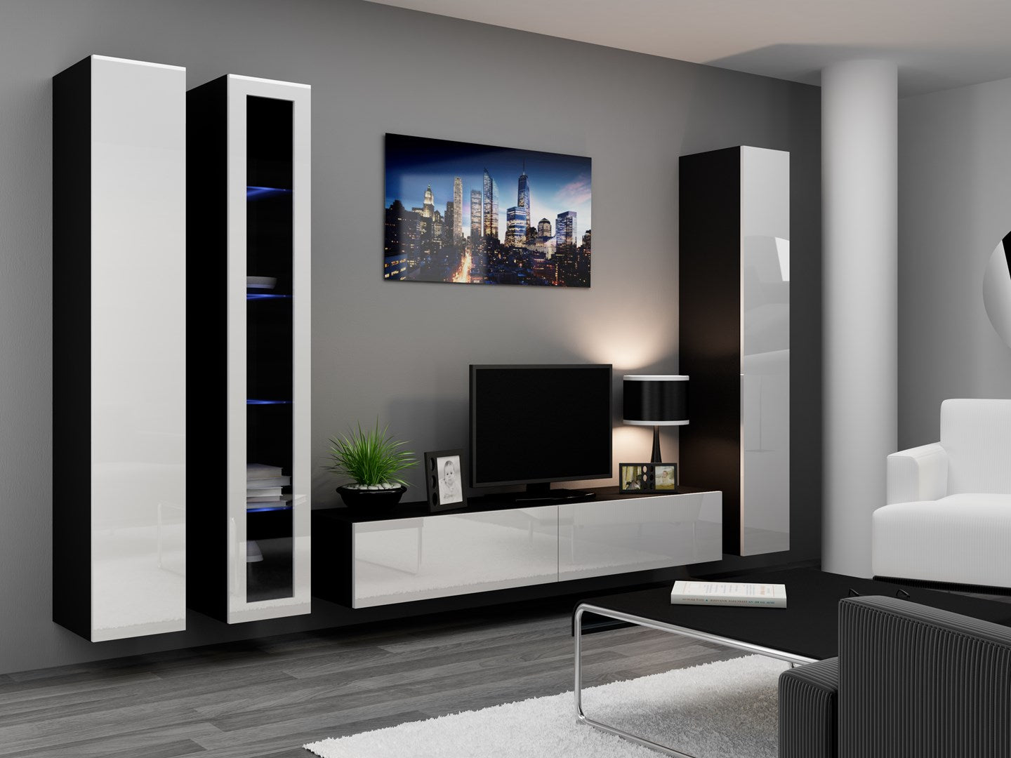 Cama Full Cabinet VIGO '180' 180/40/30 Black/Black Gloss