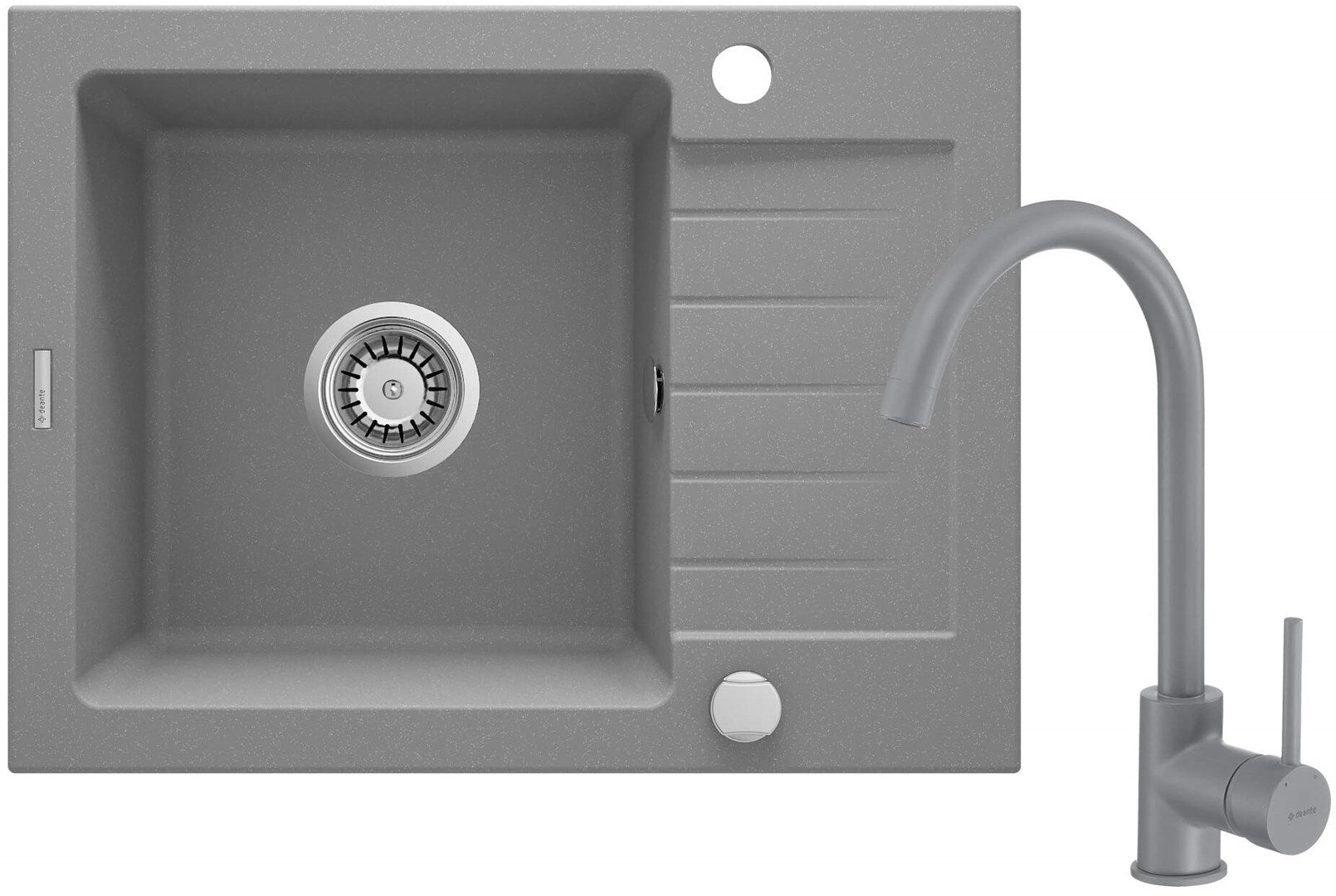 Granite sink with 1-bowl faucet with drainer