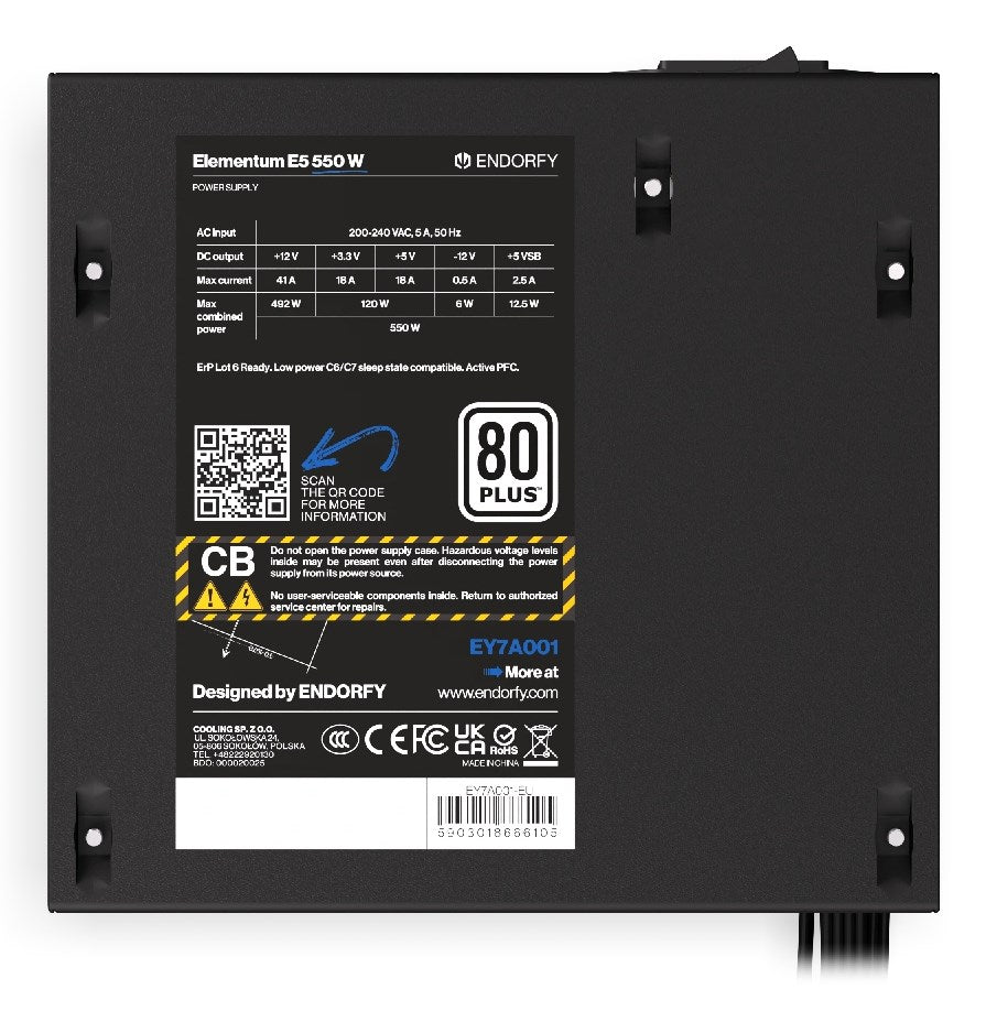 ENDORFY Elementum E5 450W Power Supply Unit 24-pin ATX Black | Model: EY7A002