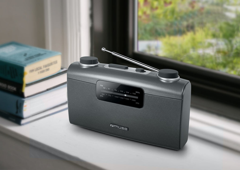 Muse M-058 R Portable Analog Black  Grey