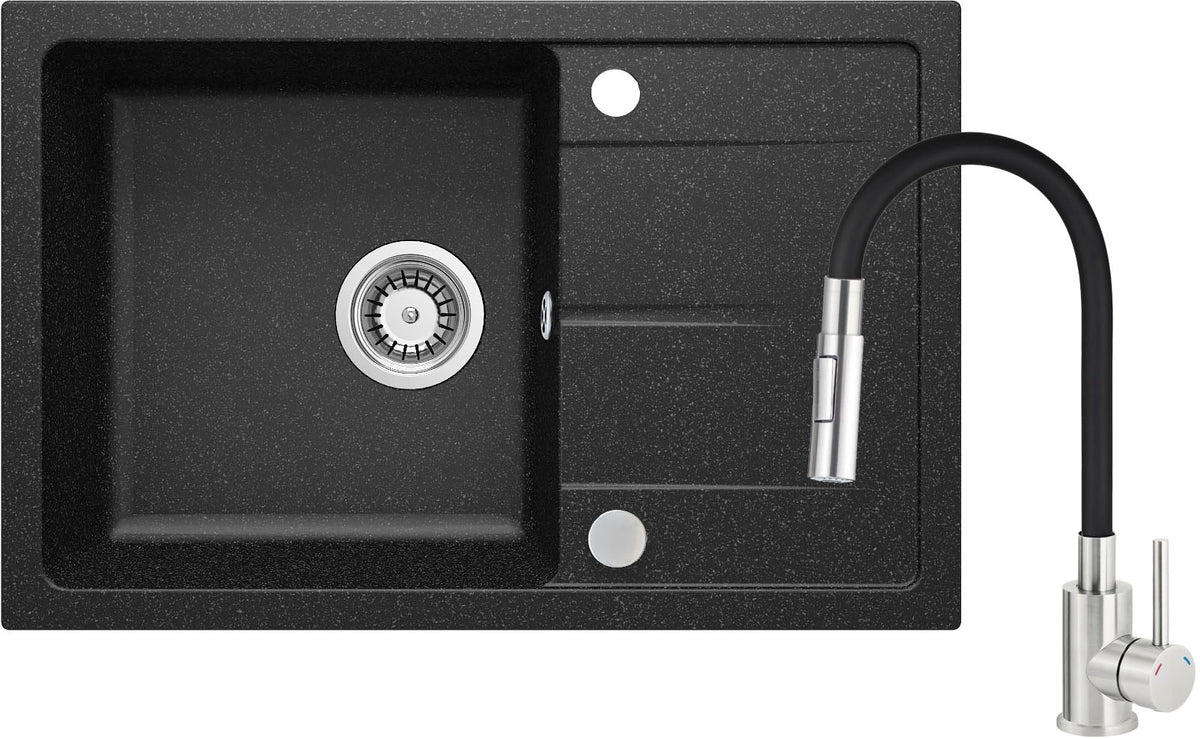 Deante Granite Sink 1-Bowl with Faucet and Flexible Spout