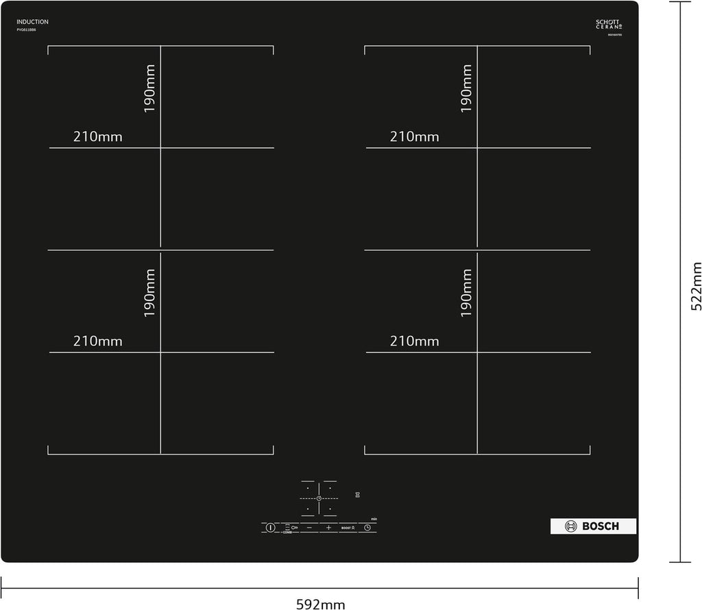 BOSCH Induction Hob 4 Zones 7400W PVQ611BB6E
