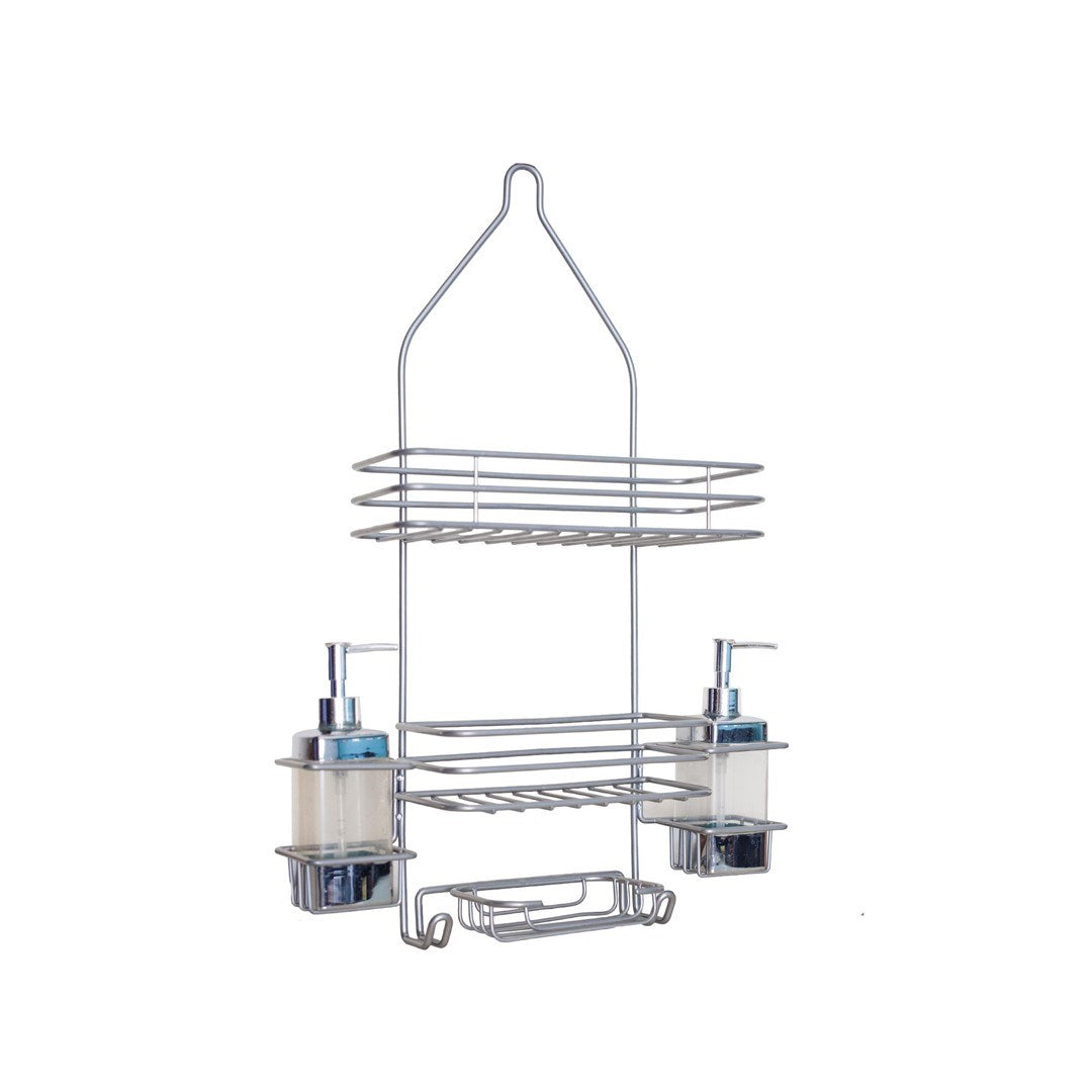 RAYEN Shower Shelf with Soap Dispensers 3-Tier Metal