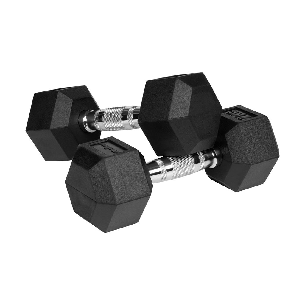 REBEL ACTIVE Rubber-Coated Cast Iron Dumbbells 2x7kg