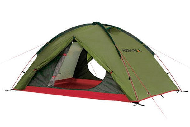 High Peak Woodpecker 3 Dome Tent, Green-Red, 3 Person Capacity, Model N0802