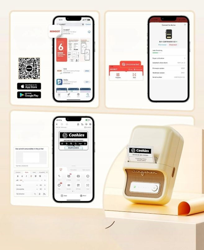Niimbot B21 S Label Printer Wireless White Thermal Technology Compatible with PC, Android, iOS