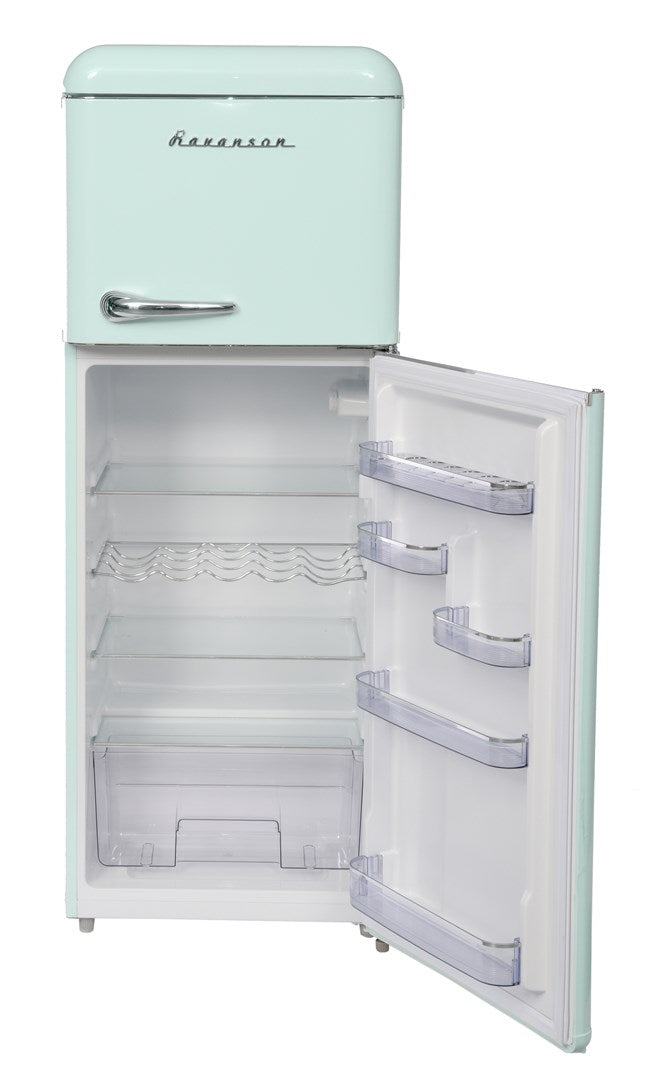 Ravanson Fridge & Freezer Retro LKK–210RM Mint Colour Freestanding Refrigerator-Freezer