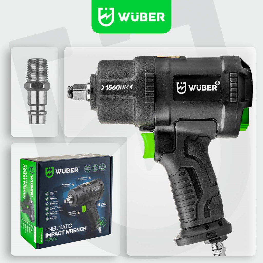 WUBER Pneumatic Impact Wrench 1560 Nm W33220 1/2" Tool 2280 g