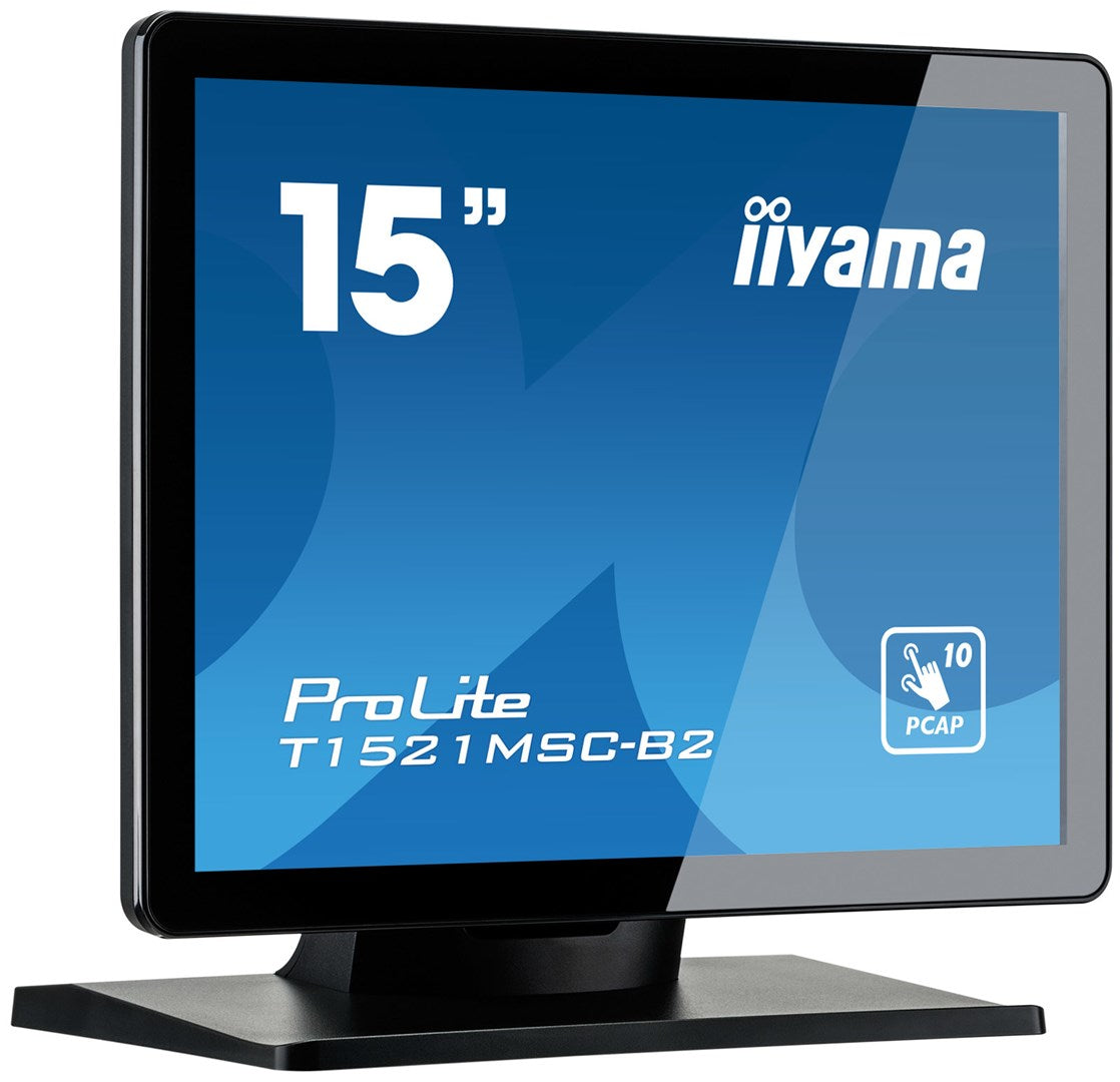 iiyama ProLite T1521MSC-B2 - LED-Monitor - 38 cm (15") - Touchscreen - 1024 x 768 - TN - 370 cd/m² - 800:1 - 8 ms - HDMI, VGA - Lautsprecher - mattblack [Energieklasse E] (T1521MSC-B2)