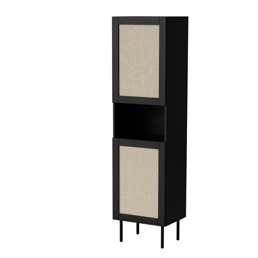 JUTA Display Cabinet 50x39.5x190 Black + Calabria Linol