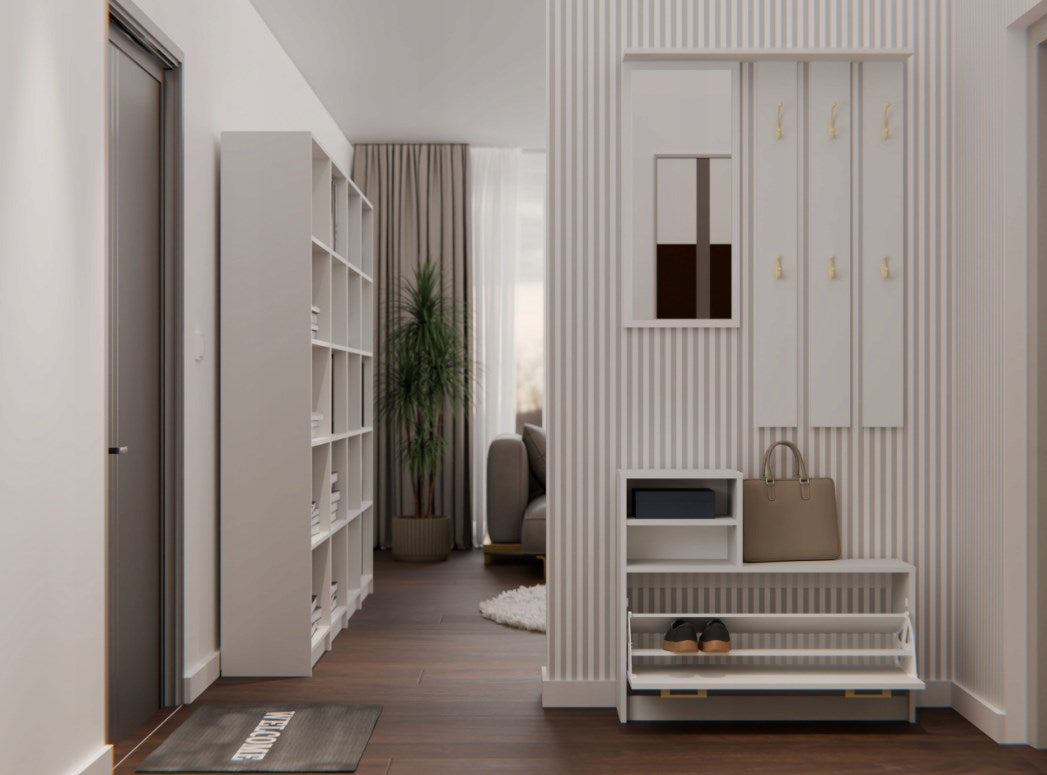 Vera Wardrobe, Cashmere, 180 cm with Mirror and Shoe Cabinet GS1