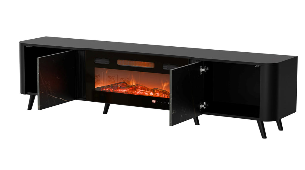 Cama RTV cabinet Volare 200 x 39 x 49 cm black/san sebastian + fireplace