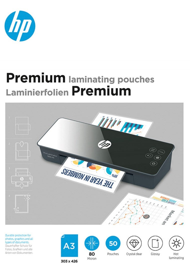 HP Premium Lamination Film A3 50 Pcs Glossy Transparent