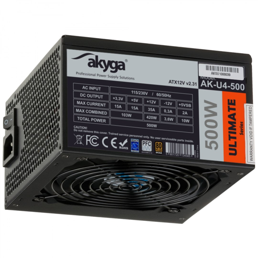 Akyga AK-U4-500 power supply unit 500 W 20+4 pin ATX ATX Black