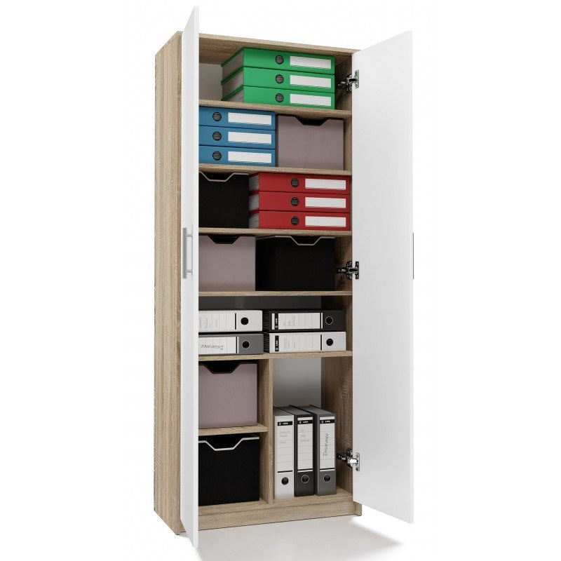 OLIV 2D Filing Cabinet 74x35x180 cm Sonoma/White