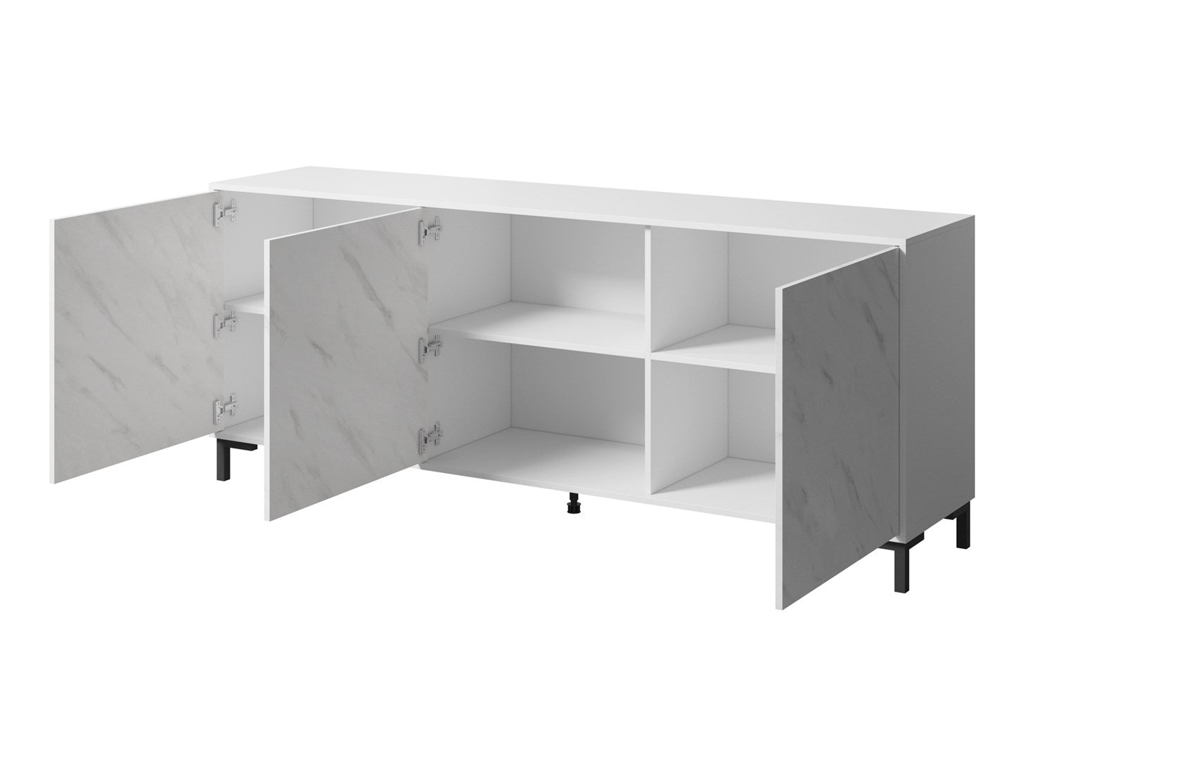MARMO 3D chest of drawers 200x45x80 5 cm white matt/marble white