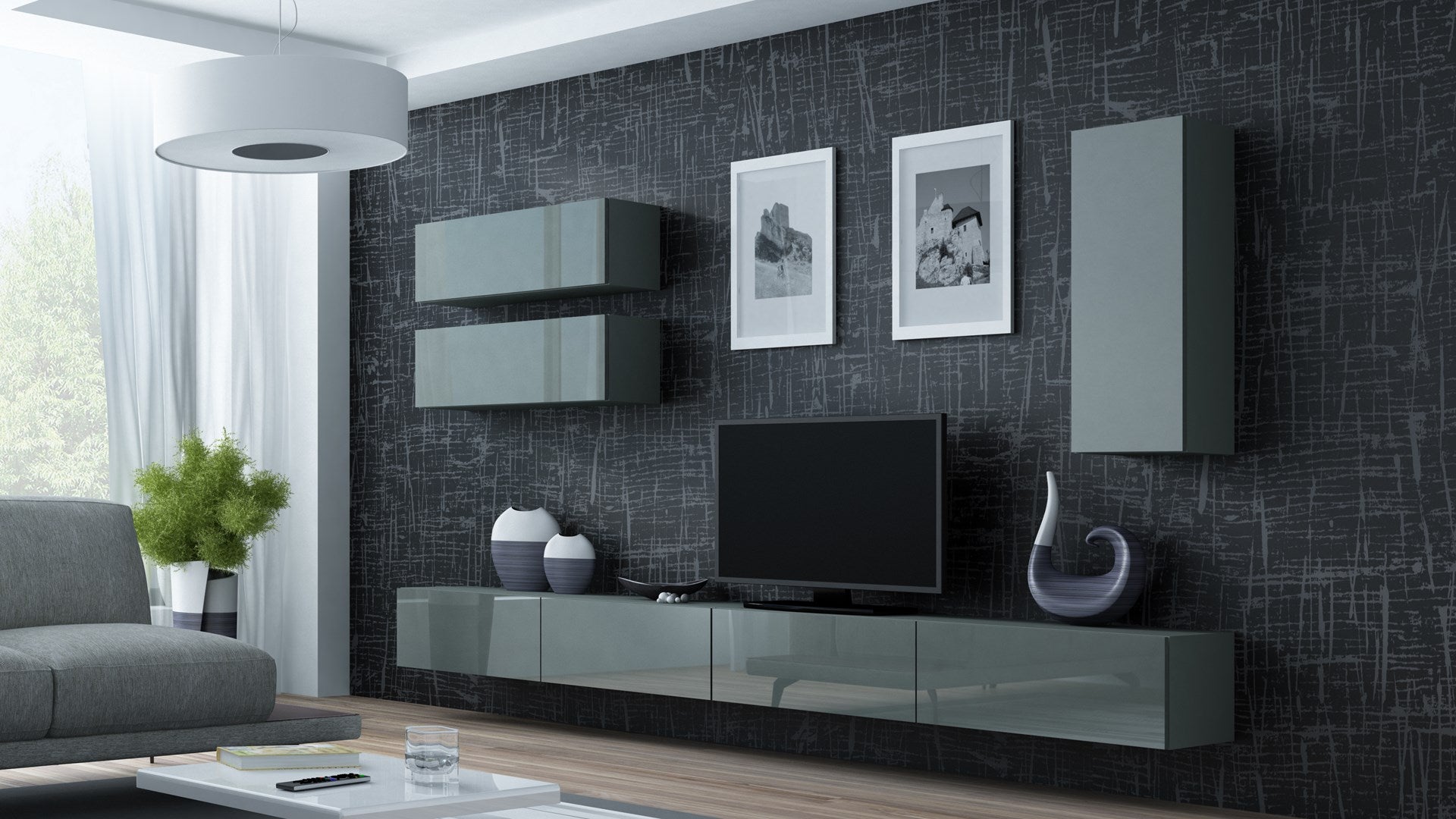 Cama Wall Cabinet VIGO 90 Full 90/35/32 Grey/Grey Gloss - 1 Door