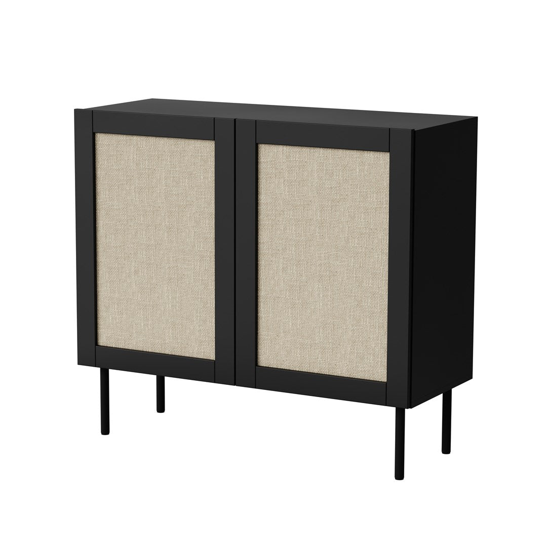 JUTA 2D Chest of Drawers 100x39.5x90 Black + Linol Calabria