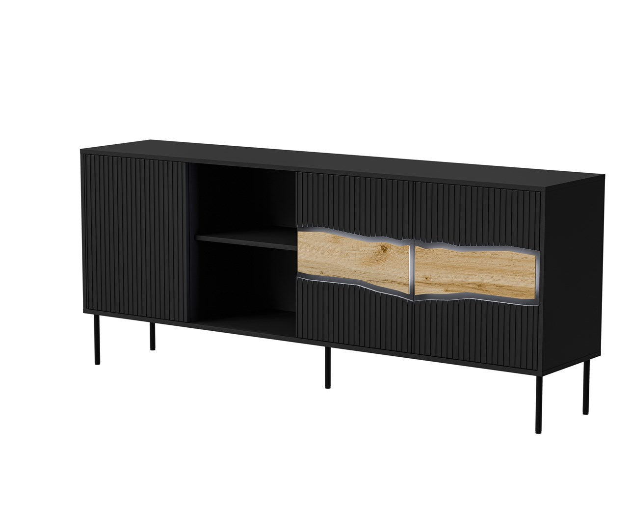 Cama INSERTO 3D1W Chest of Drawers 190 x 40 x 80 cm Black + LED 190x40x80