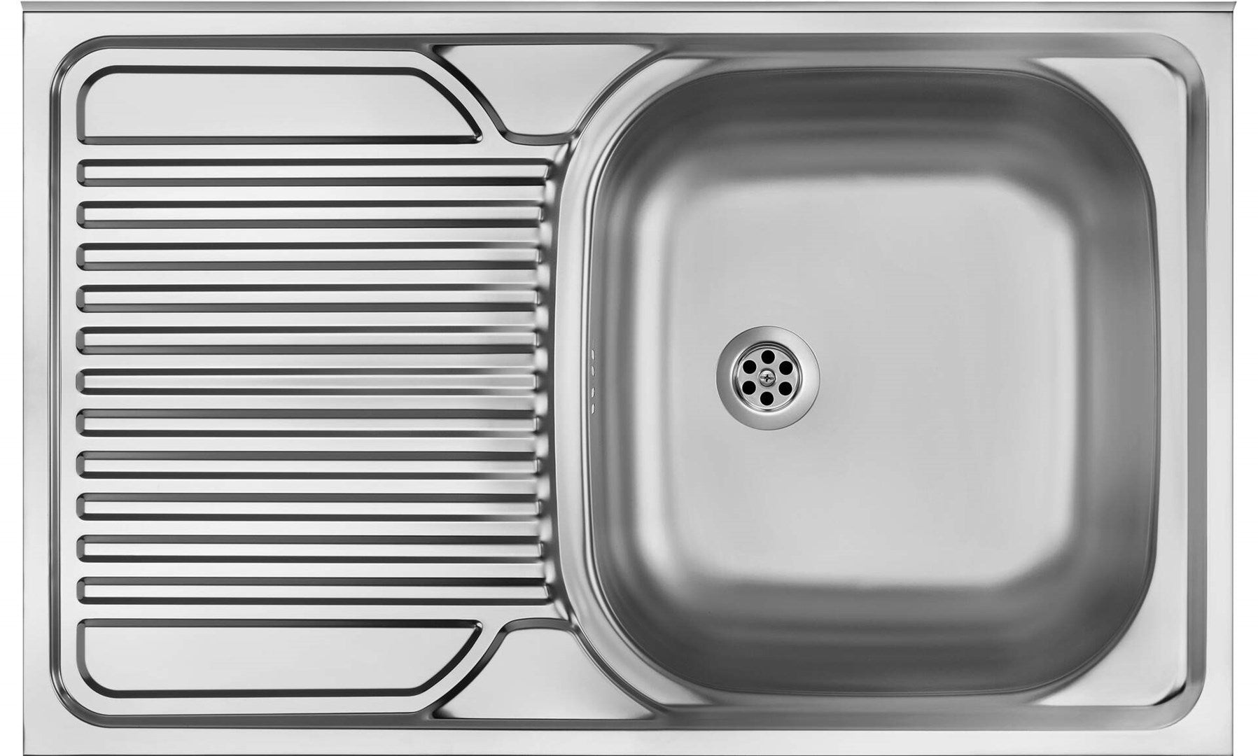 1-bowl steel sink with drainer on the left side - overlay