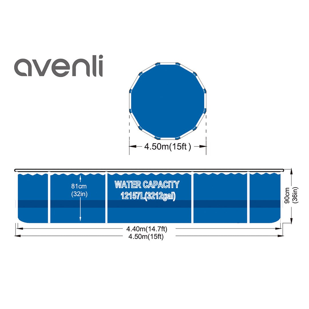 Avenli Round Frame Swimming Pool Set, 4270 mm Diameter, 9495 L Volume, Model 17800EU