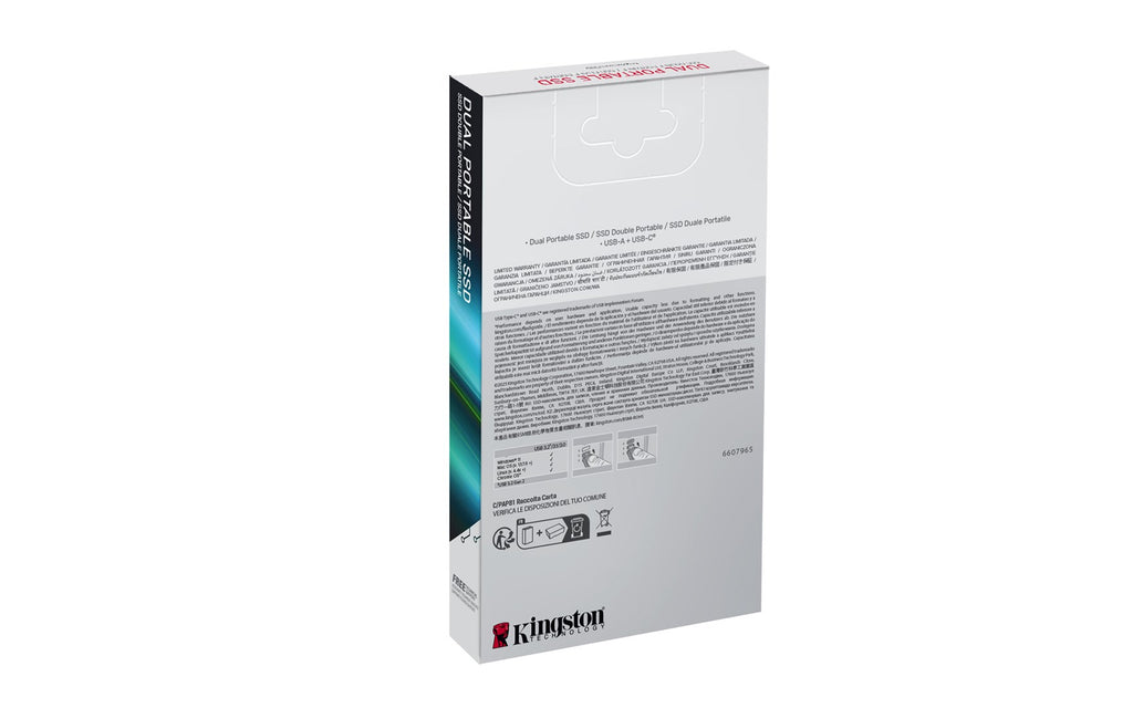 Kingston Technology 512GB Portable SSD - Dual USB-A/C, up to 1050MB/s USB 3.2 Gen 2 (SPSD/512GB)