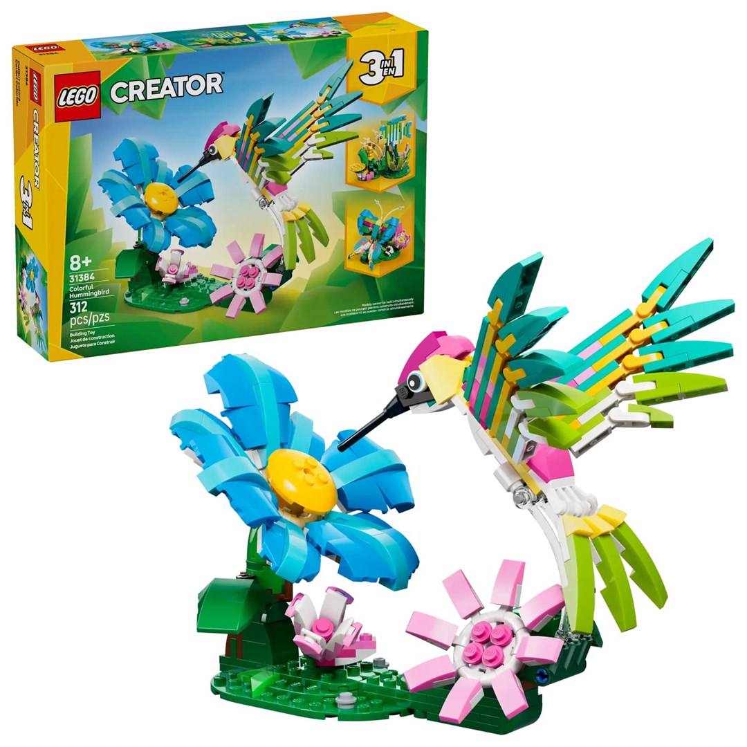 LEGO CREATOR 3 IN 1 Wild Animals: Colorful Hummingbird 31384 - Building Toy for Ages 8+
