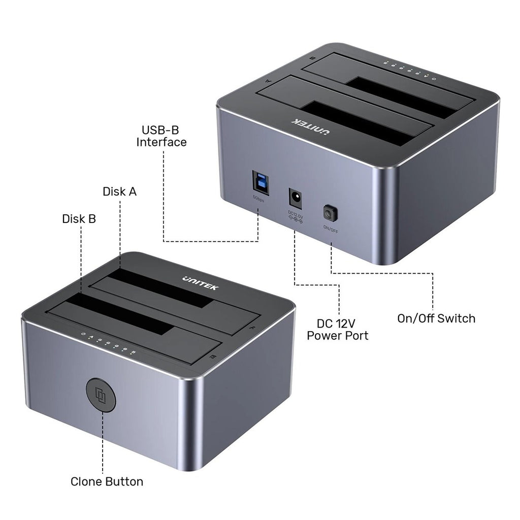 UNITEK CLONING STATION 2X SATA III USB 3.1 Docking Station
