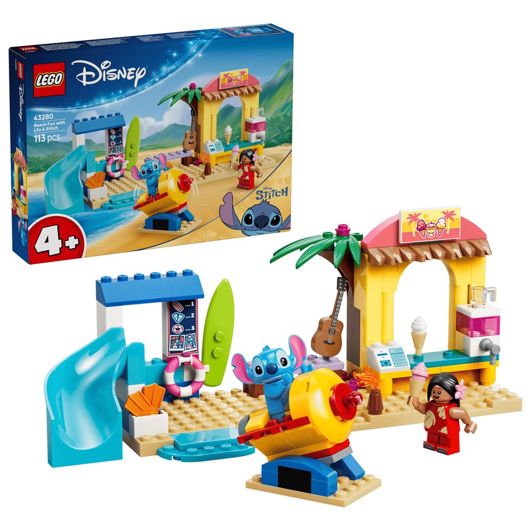 LEGO DISNEY Beach Fun with Lilo & Stitch 43280 Building Blocks 113 Pieces Ages 4+