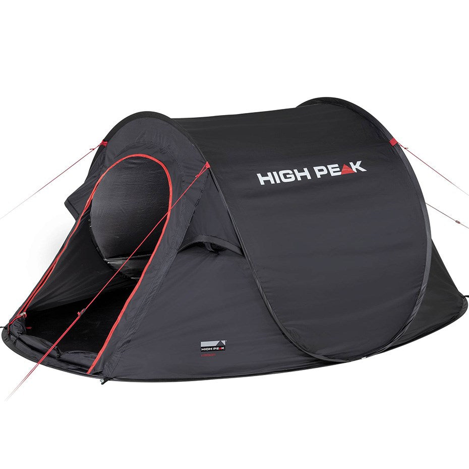 High Peak Tunnel Tent Vision 3 Black - 3 Person - Waterproof Fly Sheet 2 m - N0937