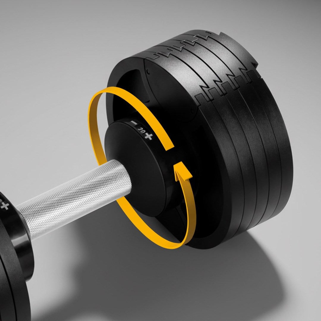 REBEL ACTIVE Cast Iron Adjustable Dumbbell 36 kg 2 kg Increments RBA-2332