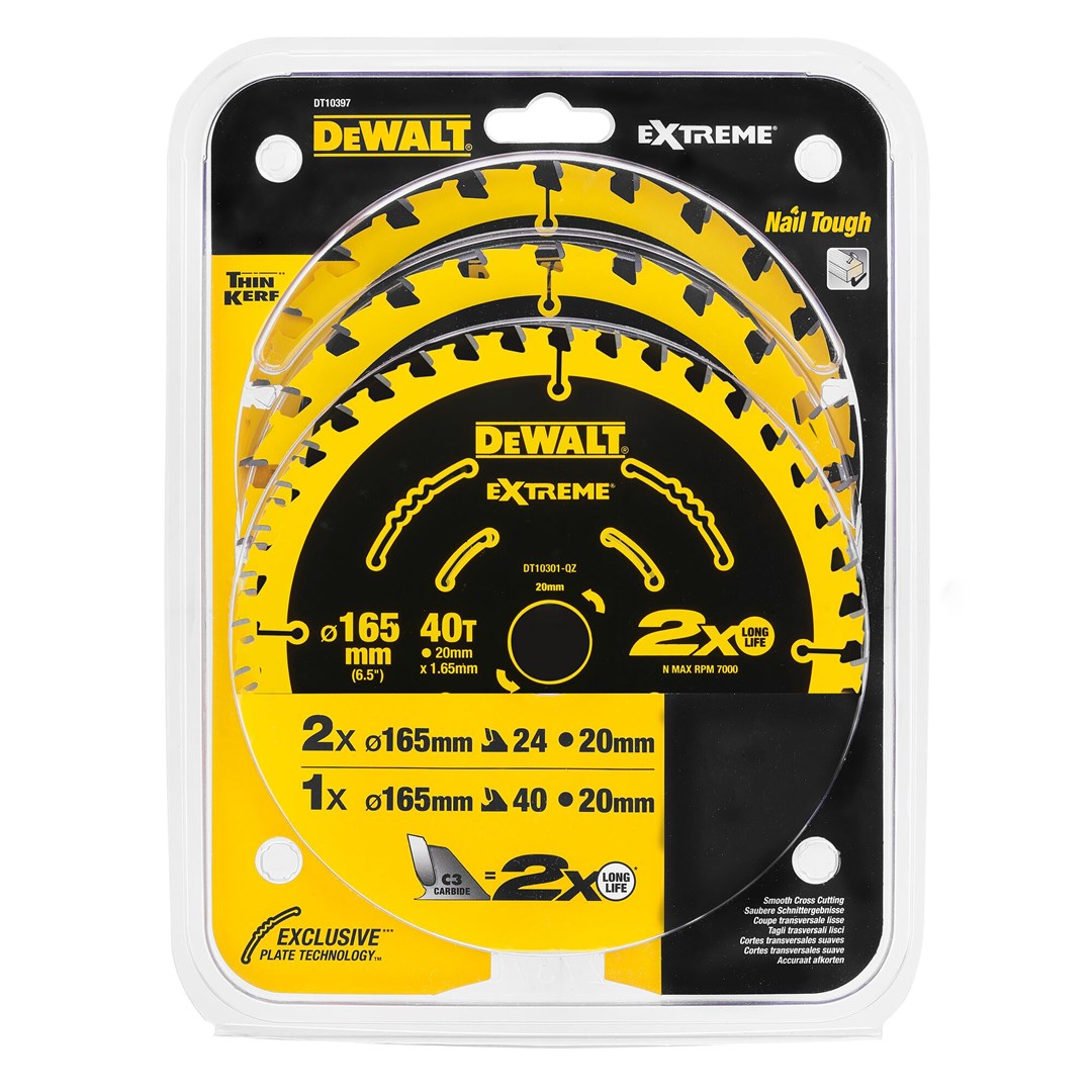 DeWALT Circular Saw Blade 165 mm 40 Teeth 3 pcs DT10397-QZ