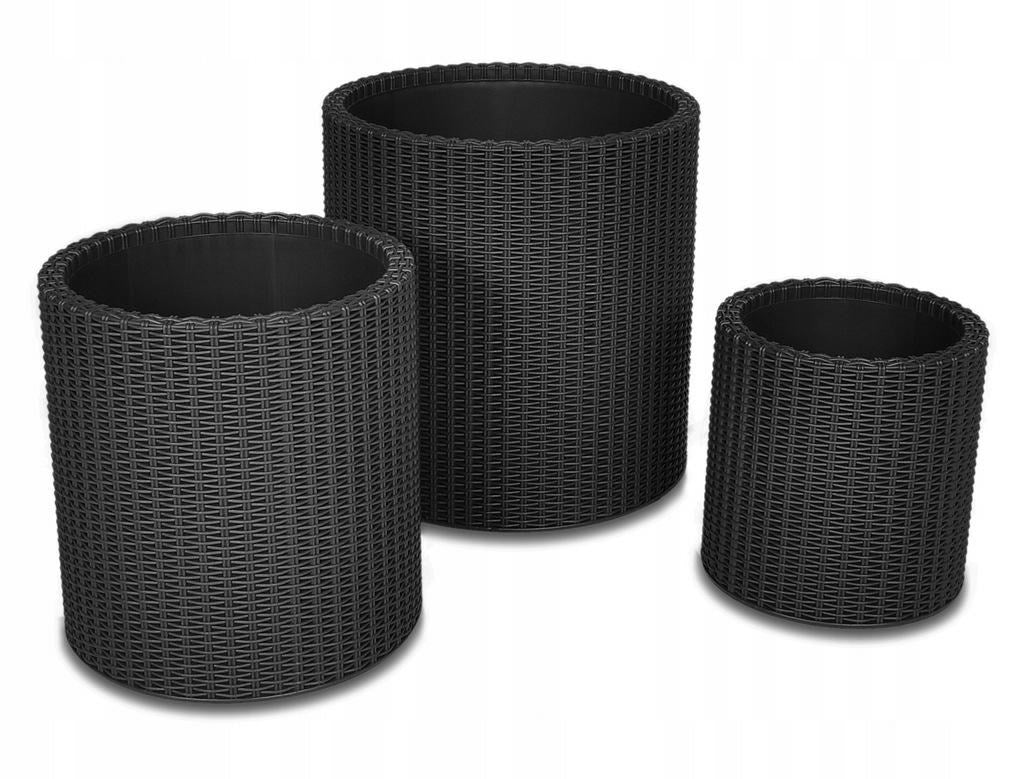 KETER Set of 3 Planters - Small, Medium, Large - Anthracite