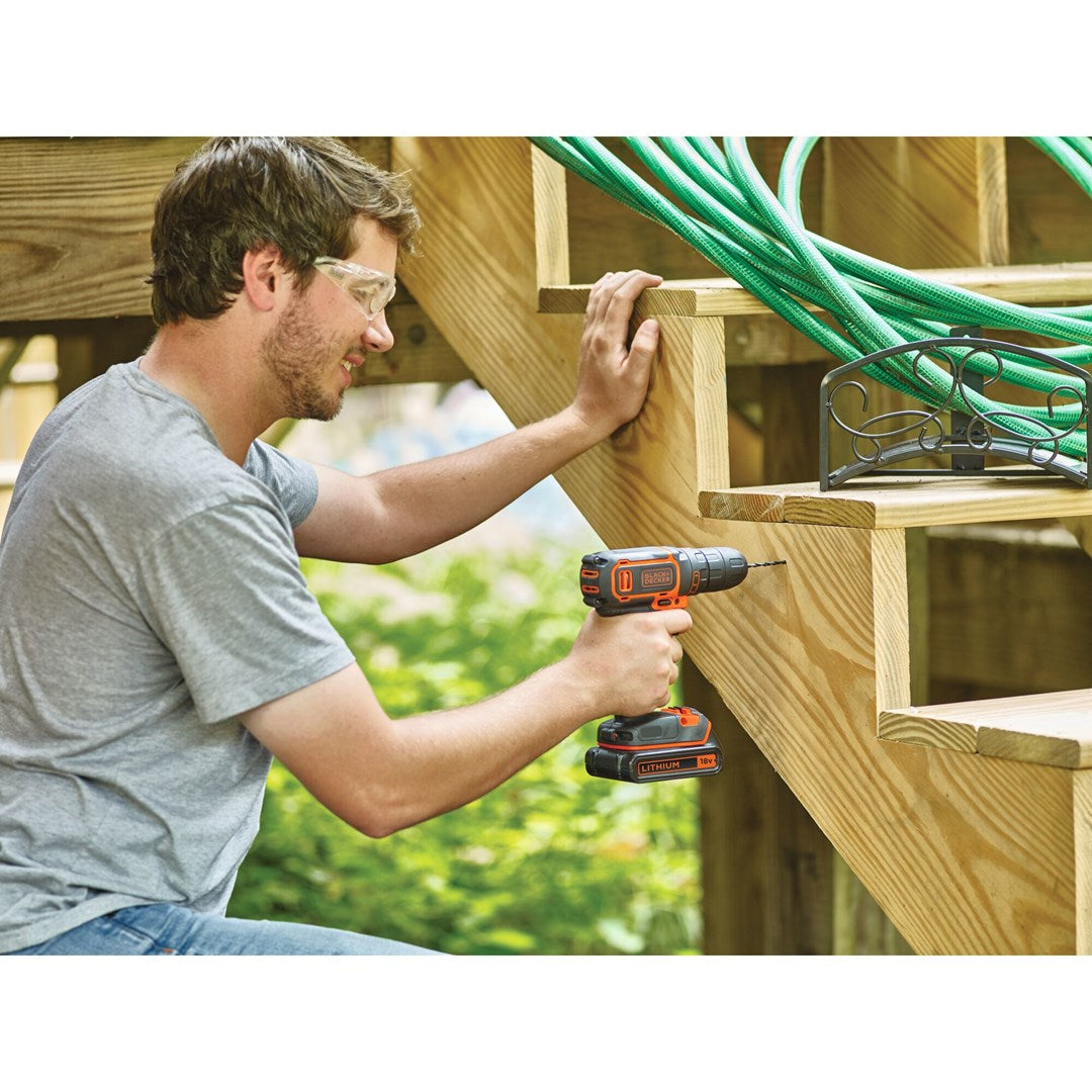 BLACK+DECKER Cordless Drill/Driver - 10 mm Chuck - 30 N·m - 2 Batteries - 18V - MPN: BDCDC18KB-QW
