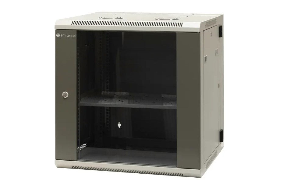 EMITER Split Hanging Cabinet 19" 12U, Sheet Metal/Glass Door, 600×550×635 mm, EM/AH6512