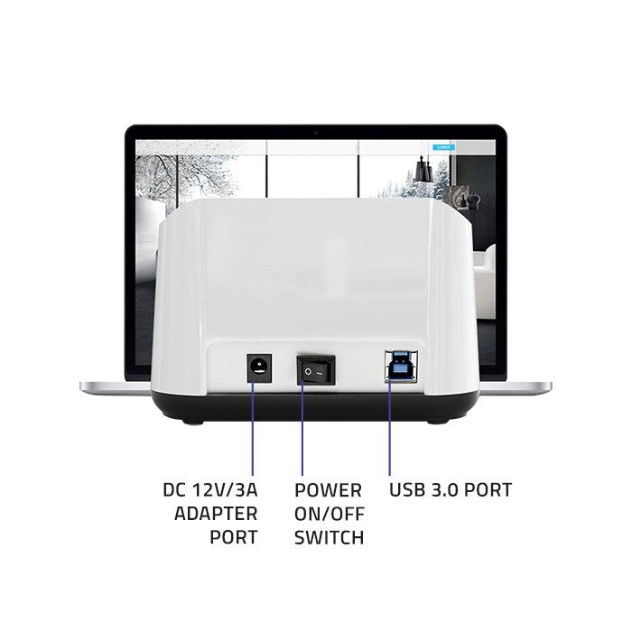 Qoltec 50309 HDD SSD Docking Station 2.5 3.5 SATA III USB 3.0 with Cloning Function 5Gb/s