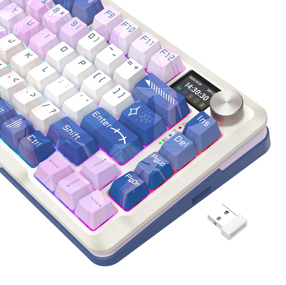REDRAGON K708AK-RGB-PRO FLEKACT keyboard USB + RF Wireless + Bluetooth White